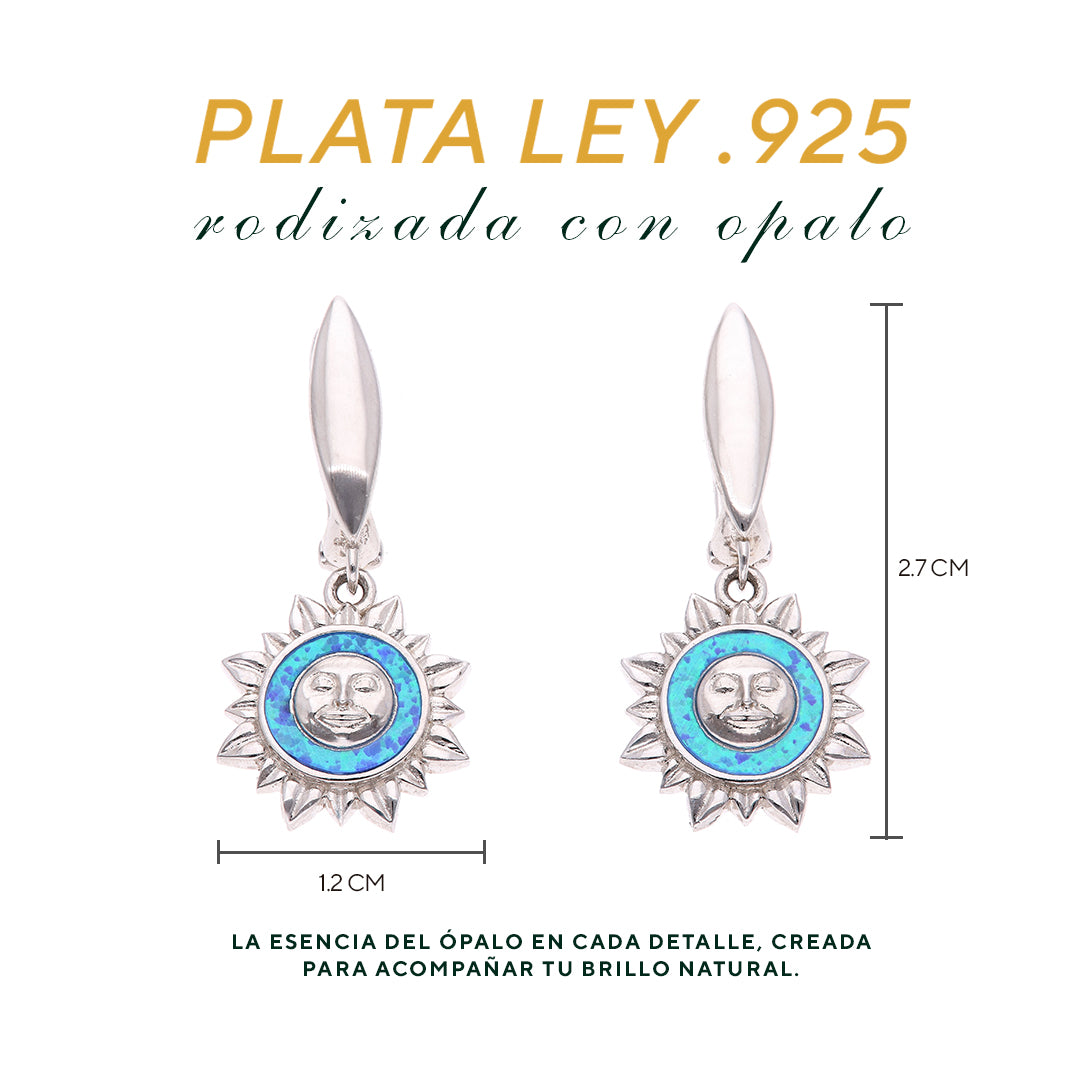 Aretes Sol Celeste de Ópalo en Plata.925
