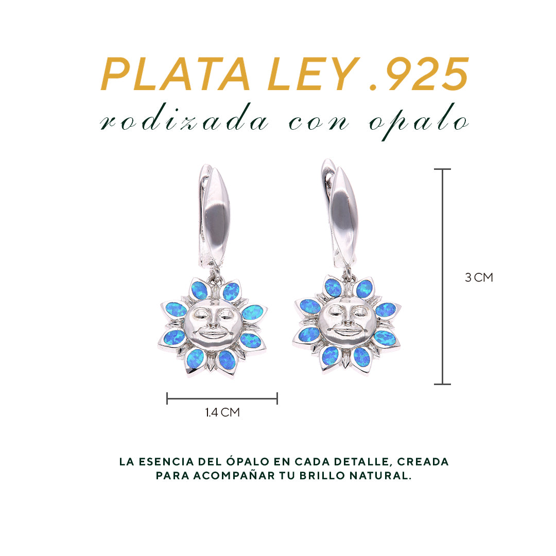 Aretes Sol Radiante Ópalo Plata.925 Ópalo