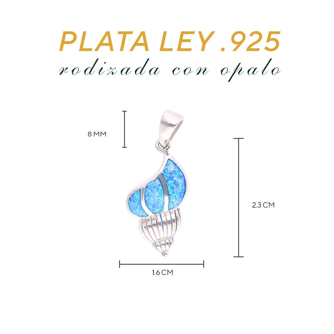 Dije Concha Marina Larimar en Plata.925