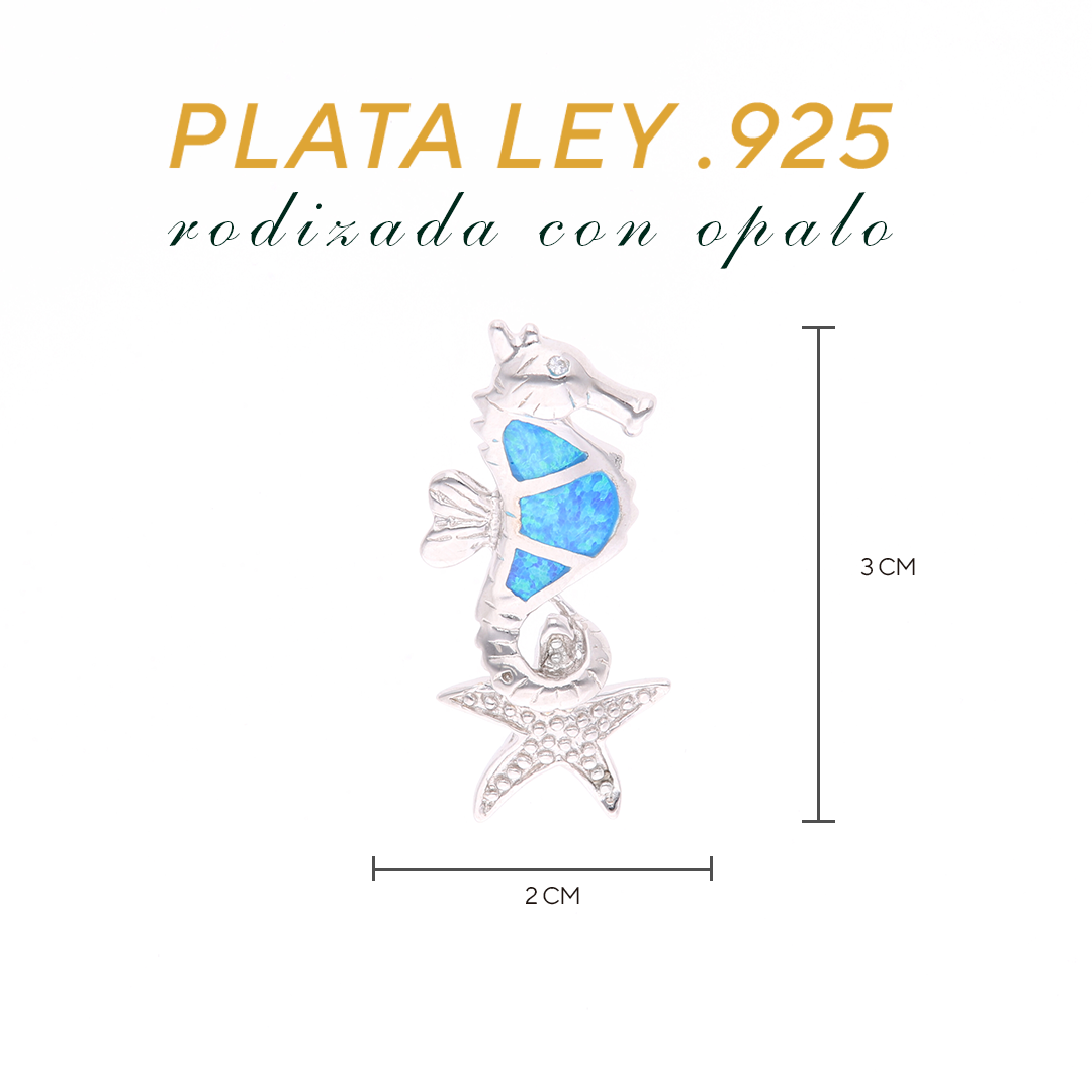 Dije Caballito de Mar con Estrella de Mar Ópalo en Plata.925