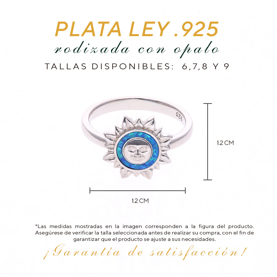 Anillo Sol Celeste de Ópalo Plata.925