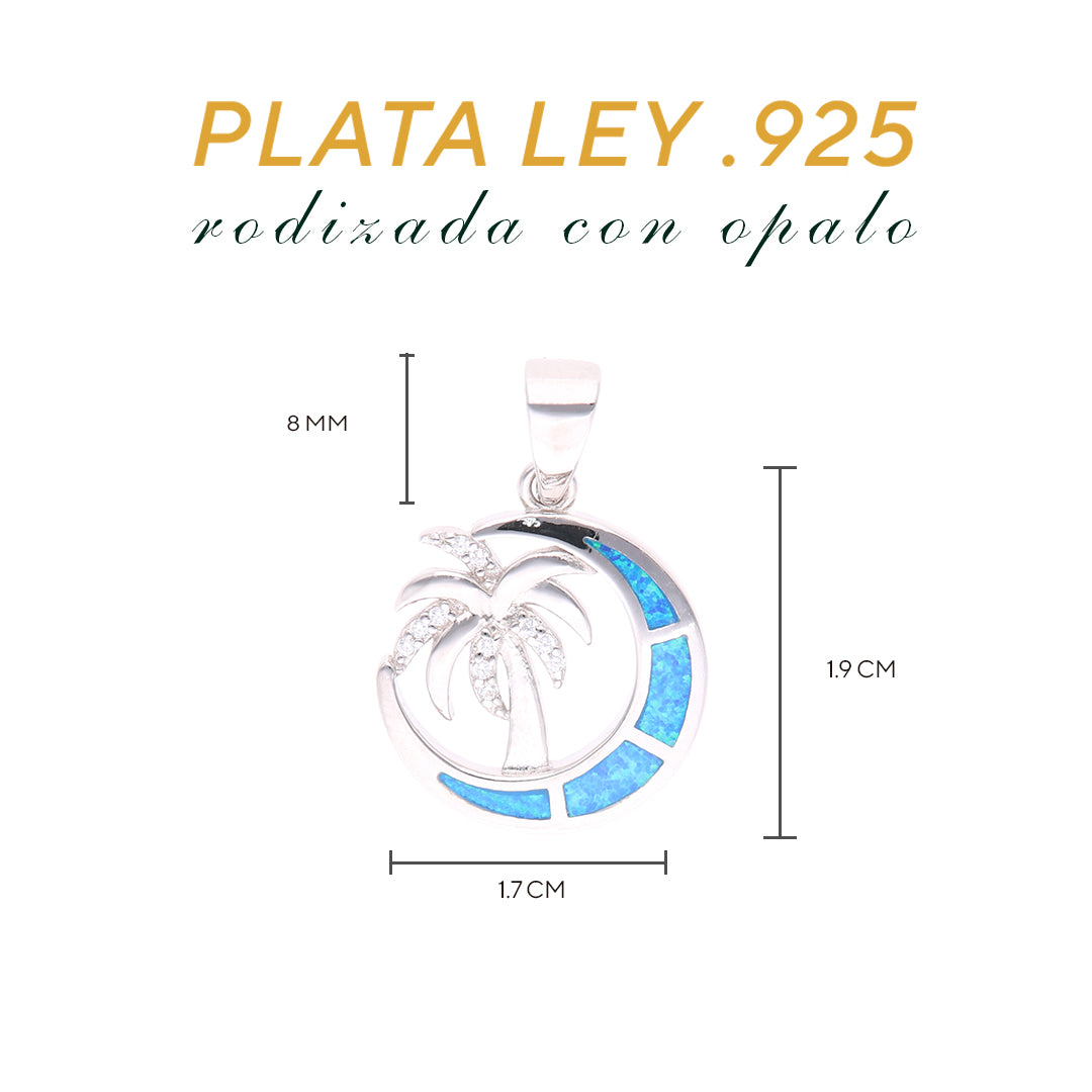 Dije Luna con Palmera Ópalo Plata.925