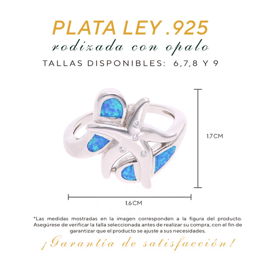 Anillo Orgánico Marino de Ópalo en Plata .925