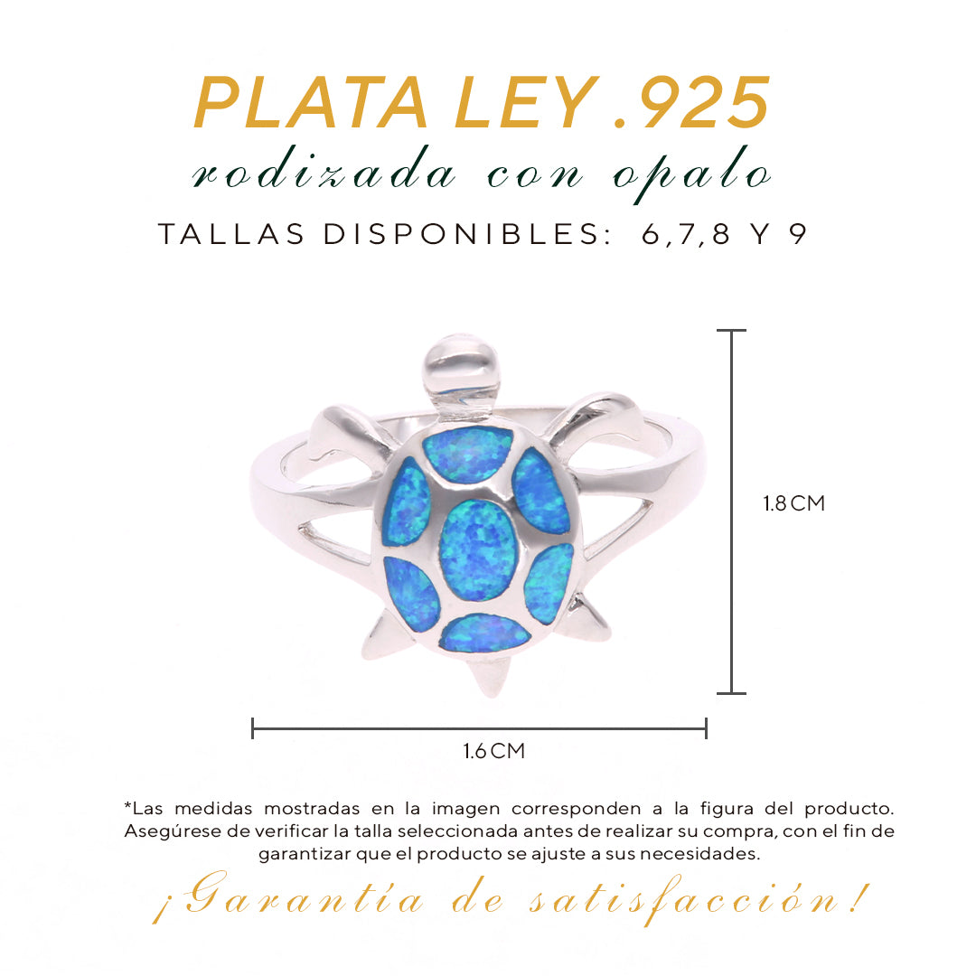 Anillo Tortuga Marina de Ópalo en Plata .925