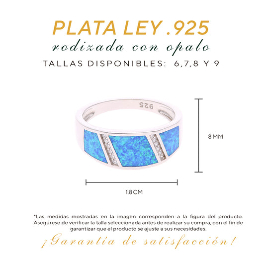 Anillo Tipo Banda con Ópalo en Plata .925