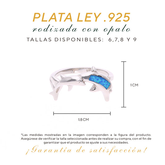 Anillo Delfines de Ópalo en Plata.925