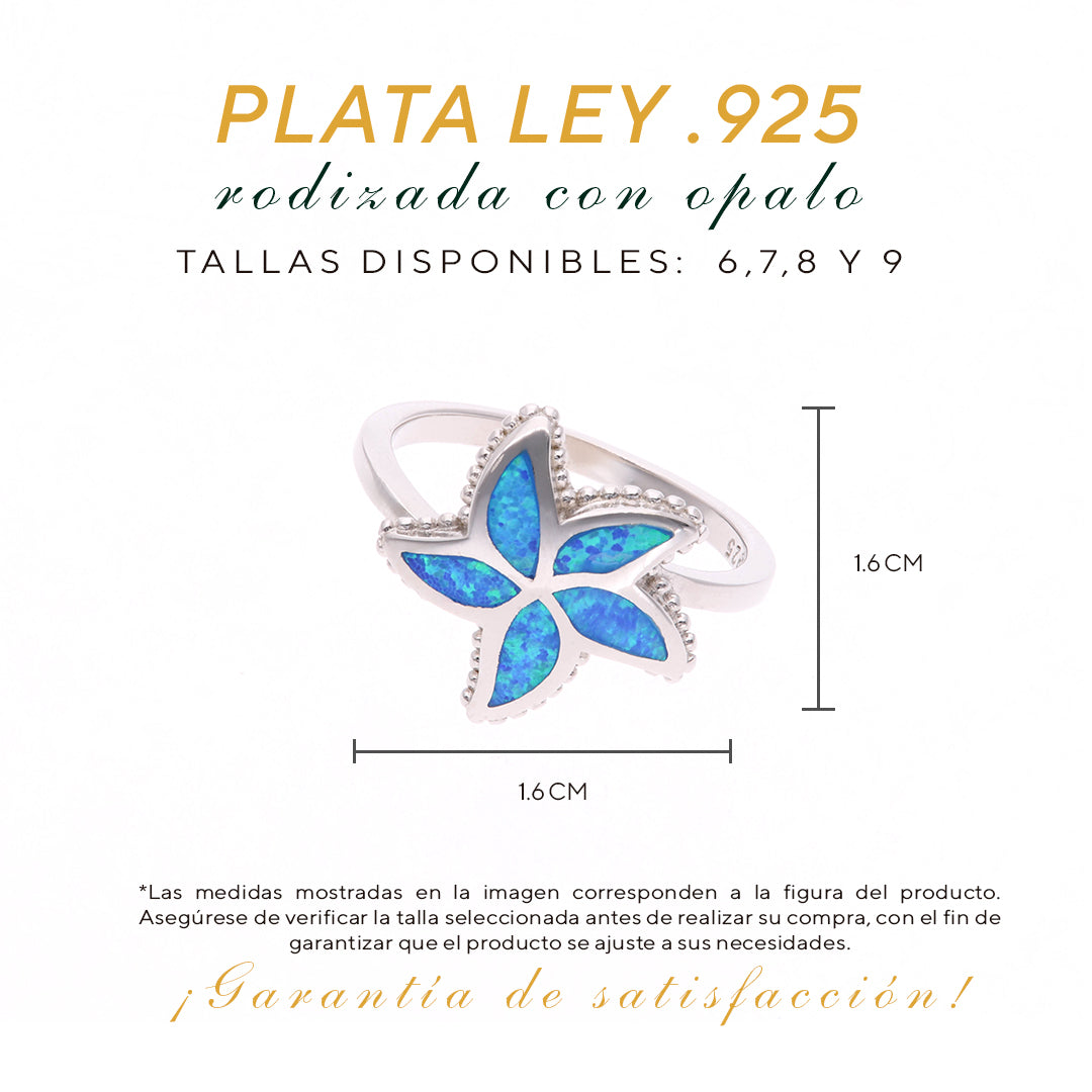 Anillo Estrella de Mar de Ópalo en Plata .925