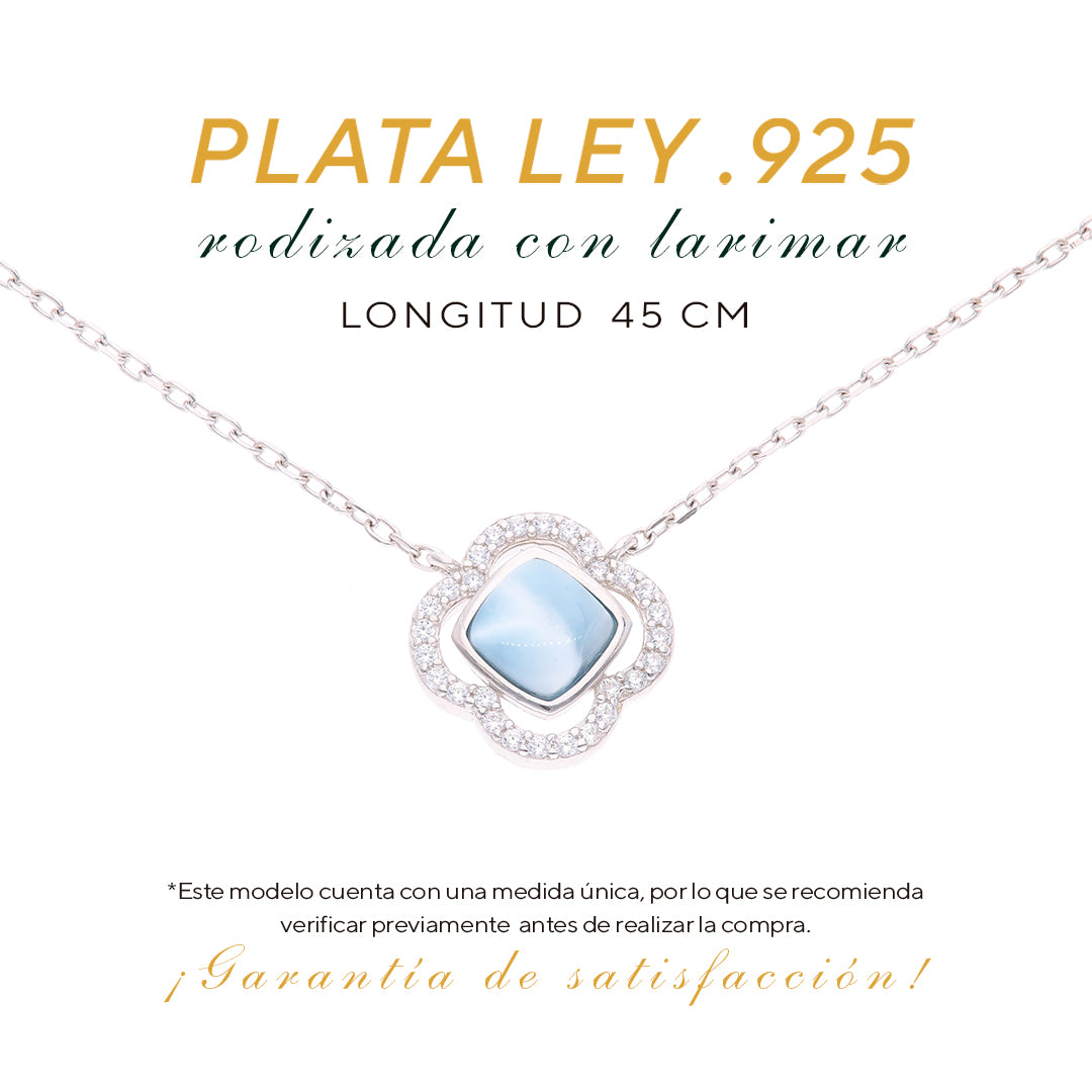 Collar Flor de Larimar en Plata.925