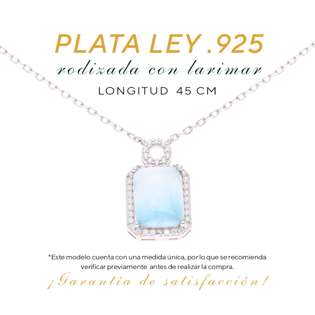 Collar Rectangular Larimar en Plata.925