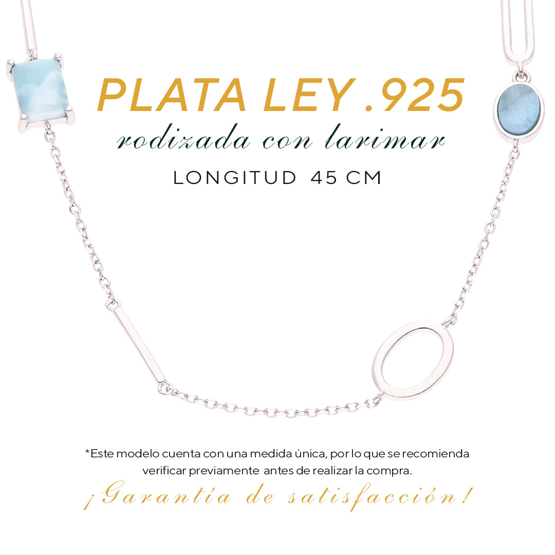 Collar Asimétrico de Larimar en Plata.925