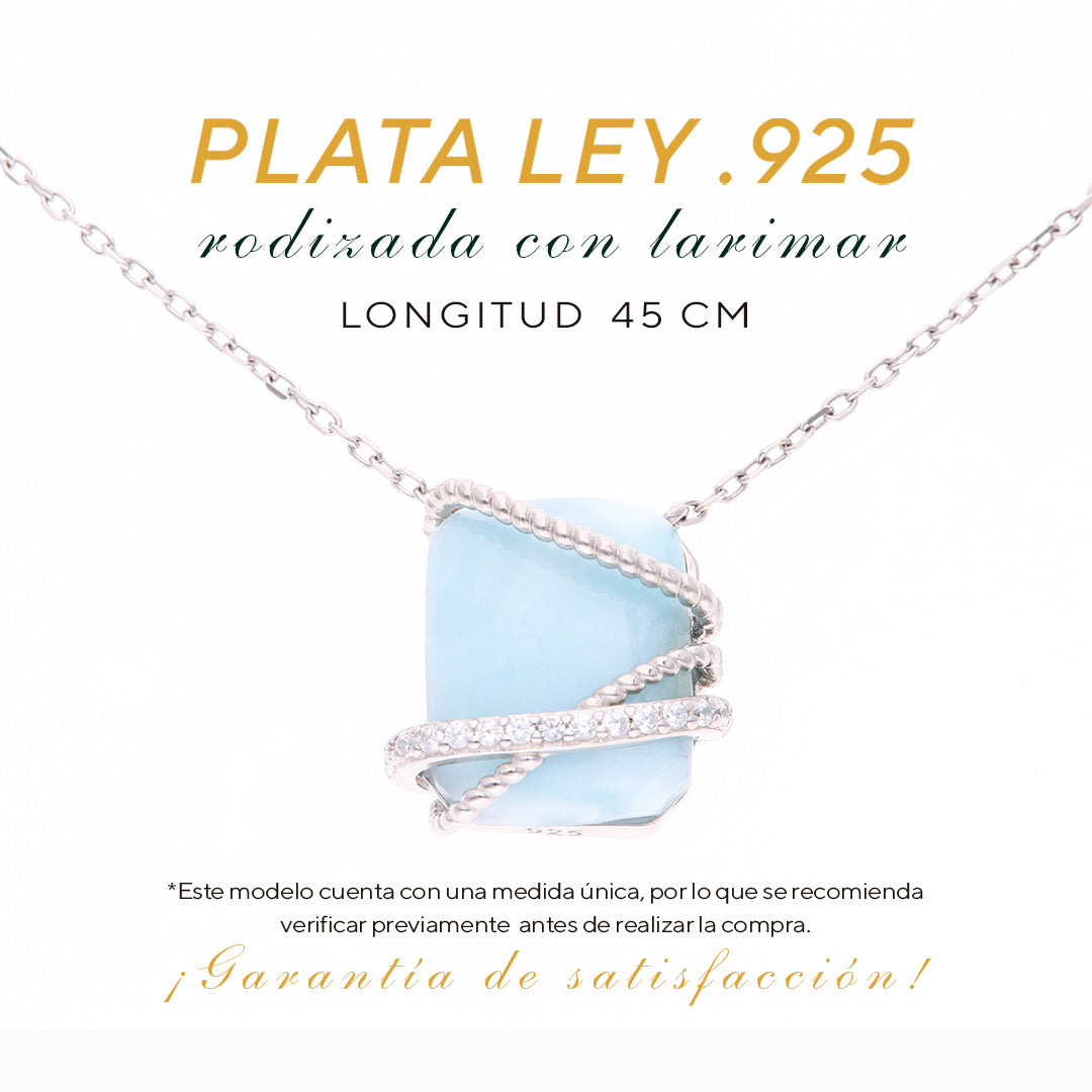 Collar Larimar Envolvente en Plata.925
