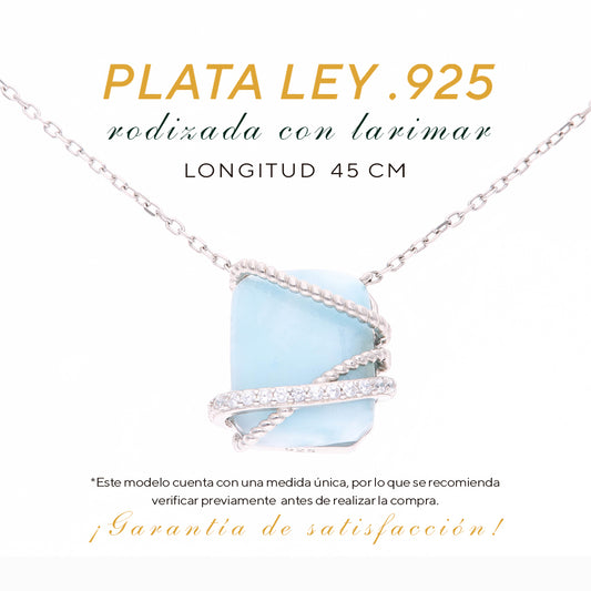 Collar Larimar Envolvente en Plata.925