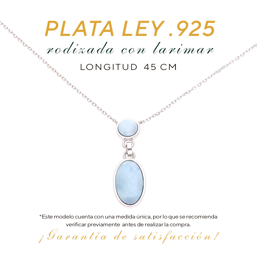 Collar Doble Larimar Colgante Plata.925
