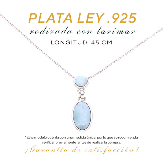 Collar Doble Larimar Colgante Plata.925