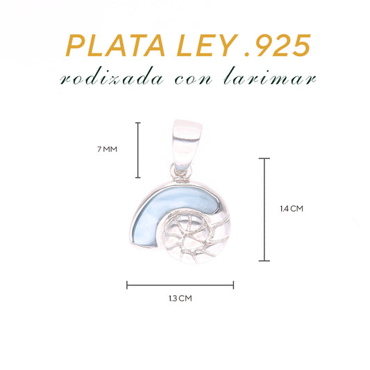 Dije caracol Detalle Marino Larimar en Plata.925
