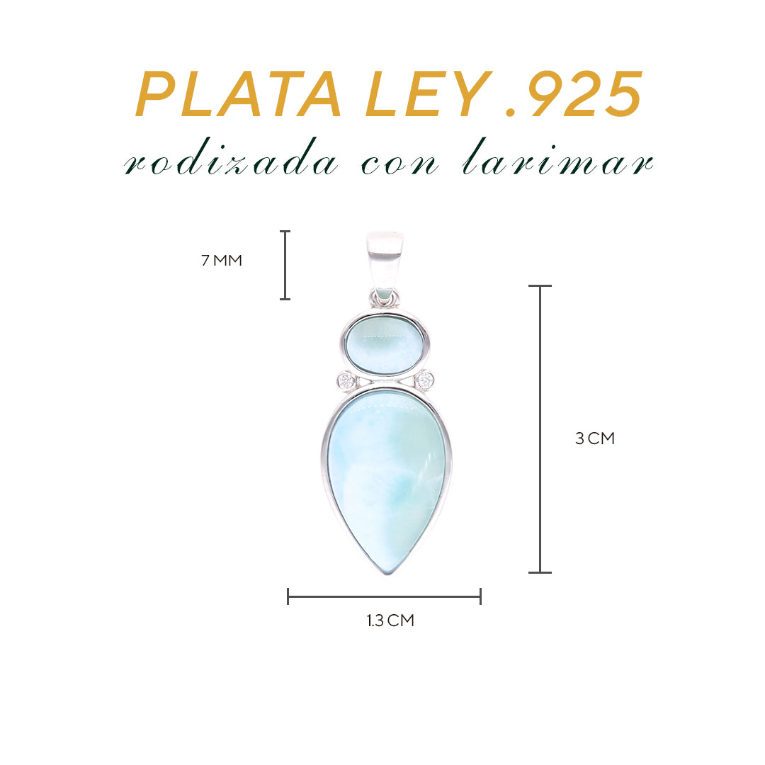 Dije Gota Doble Larimar en Plata.925