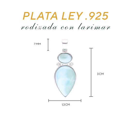 Dije Gota Doble Larimar en Plata.925