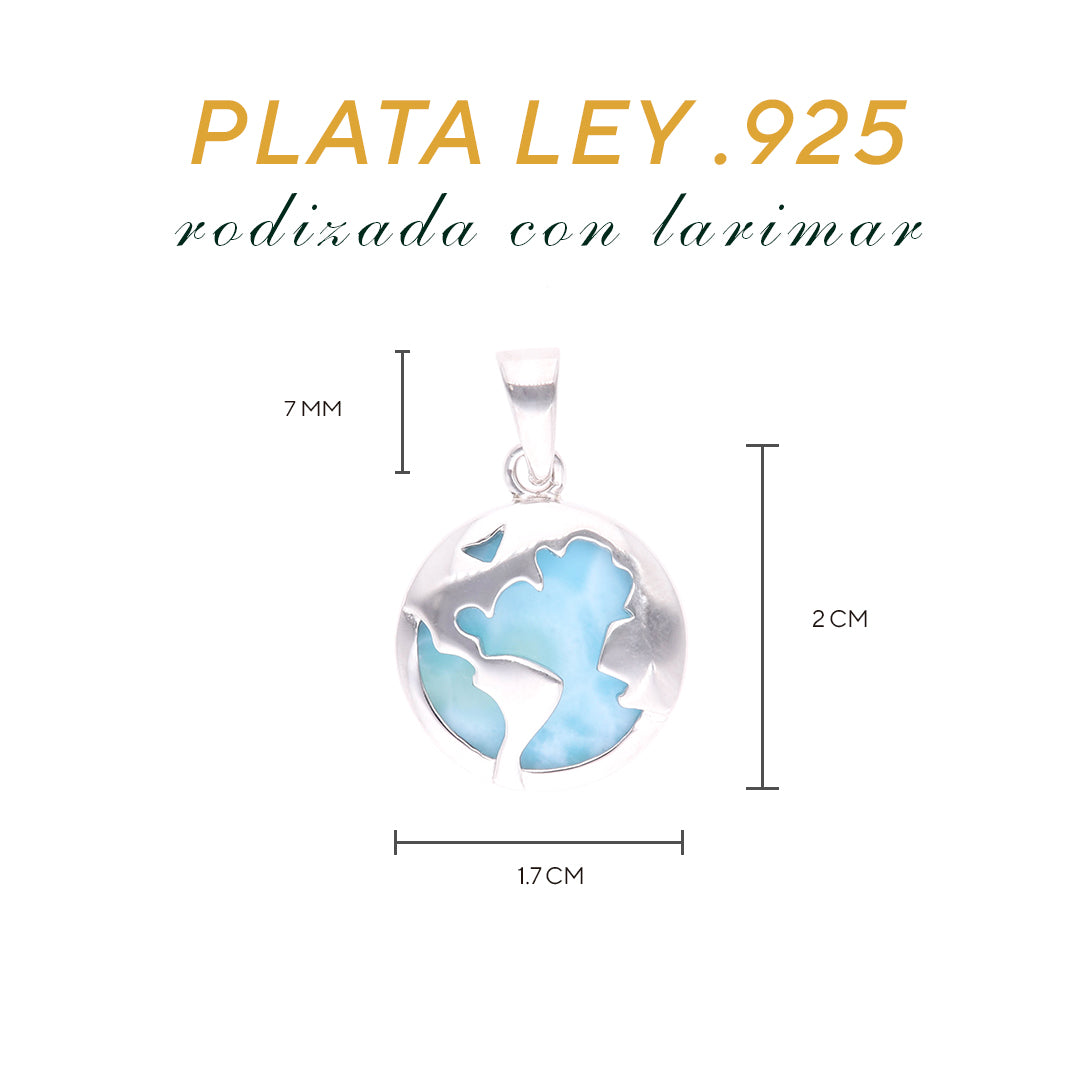 Dije Mapa del Mundo de Larimar en Plata.925