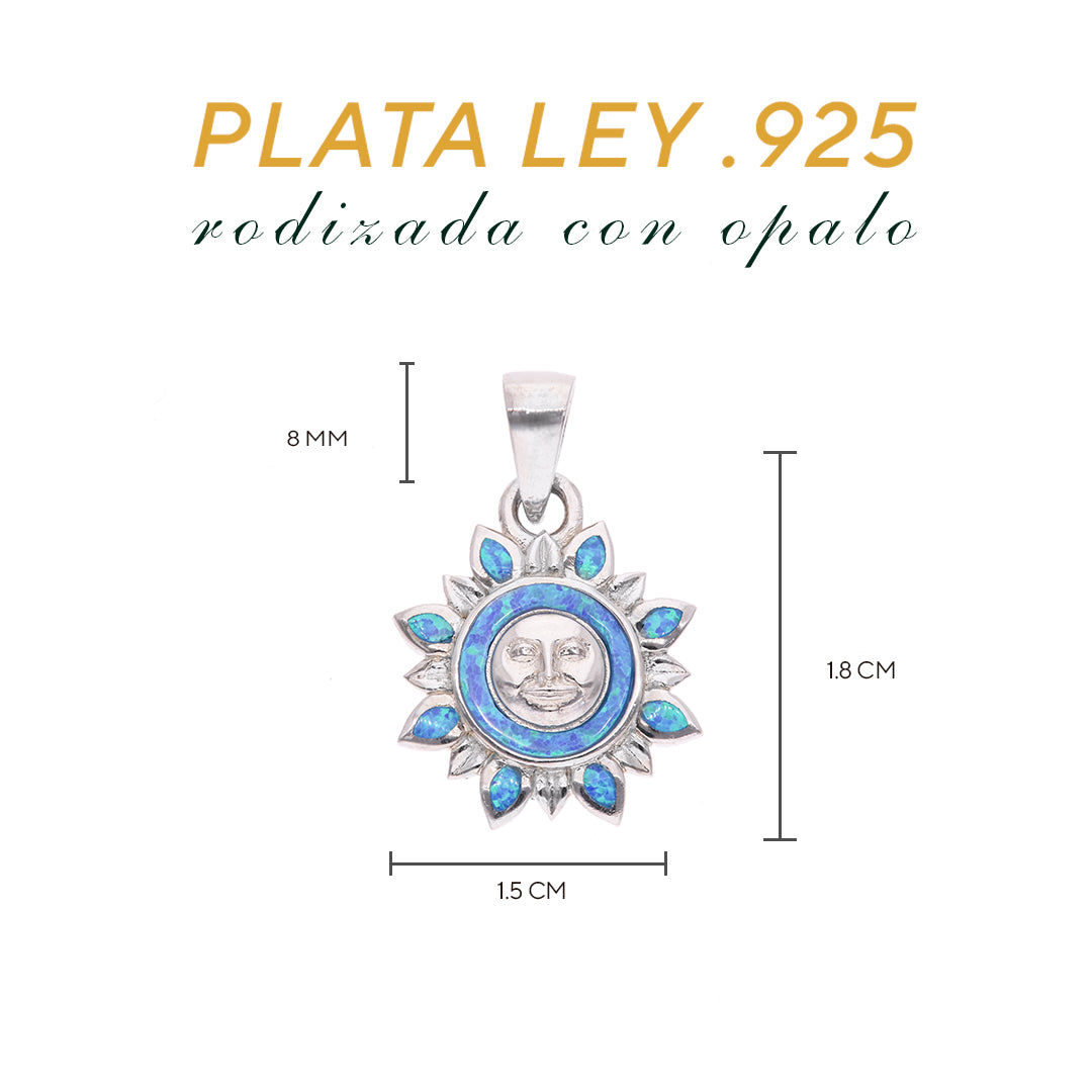 Dije Sol Celeste Ópalo Plata.925