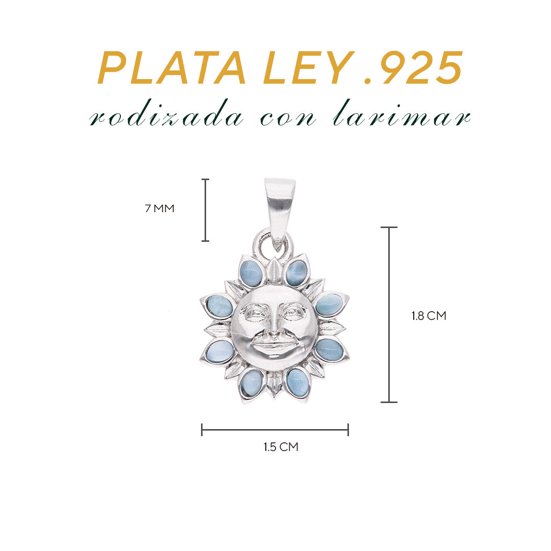 dije Sol Caribeño Larimar en Plata.925
