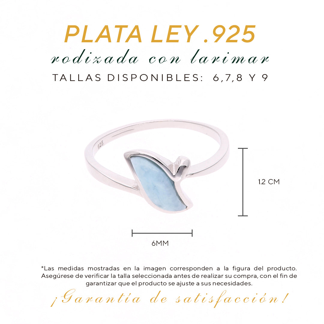 Anillo Hoja de Larimar en Plata.925