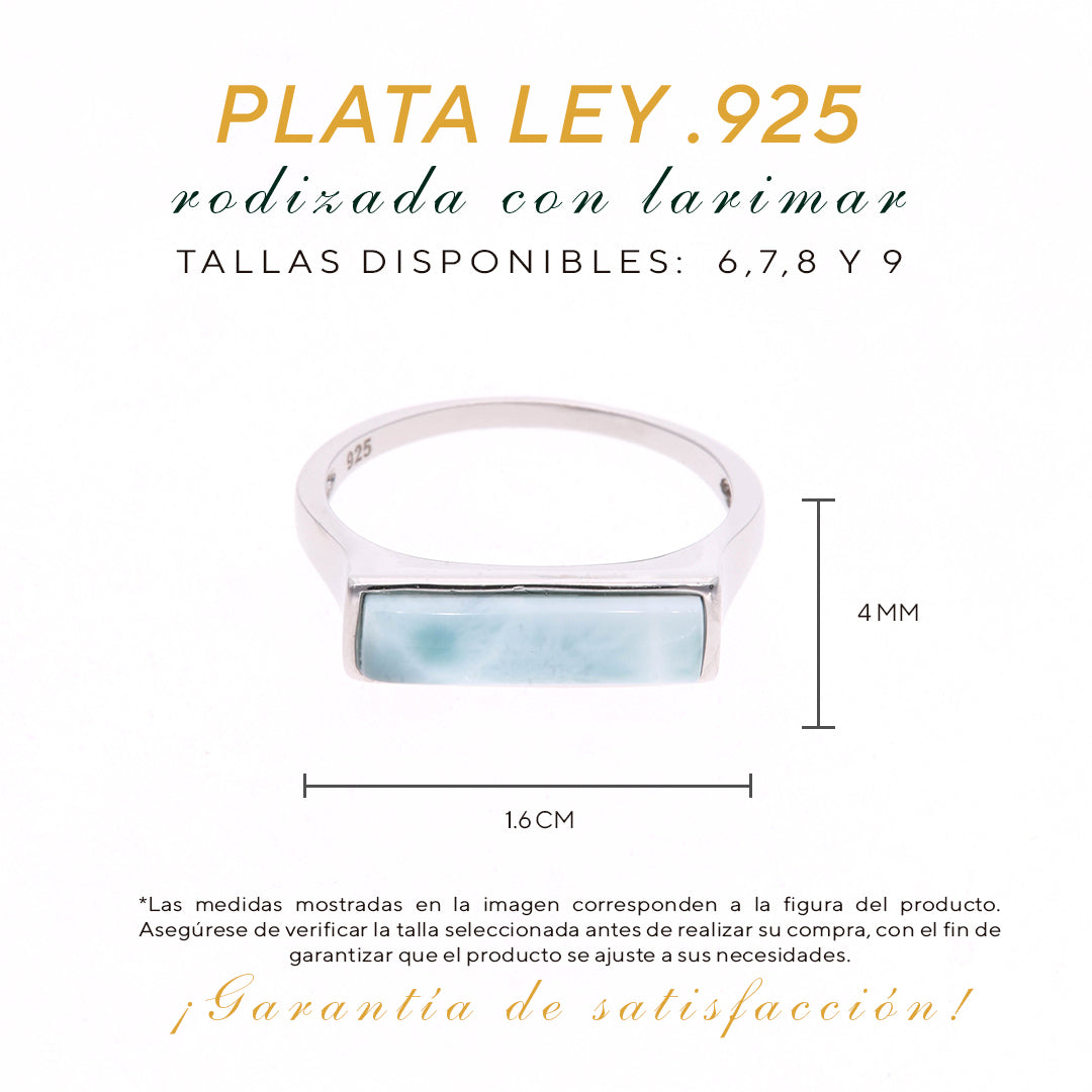 Anillo Rectangular de Larimar Plata.925