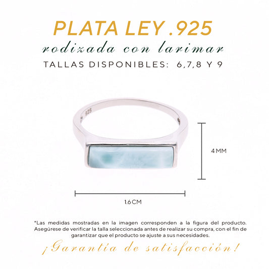 Anillo Rectangular de Larimar Plata.925