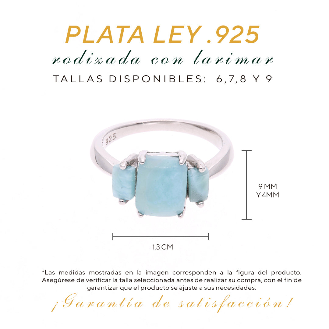 Anillo Cuadrado de Larimar en Plata.925
