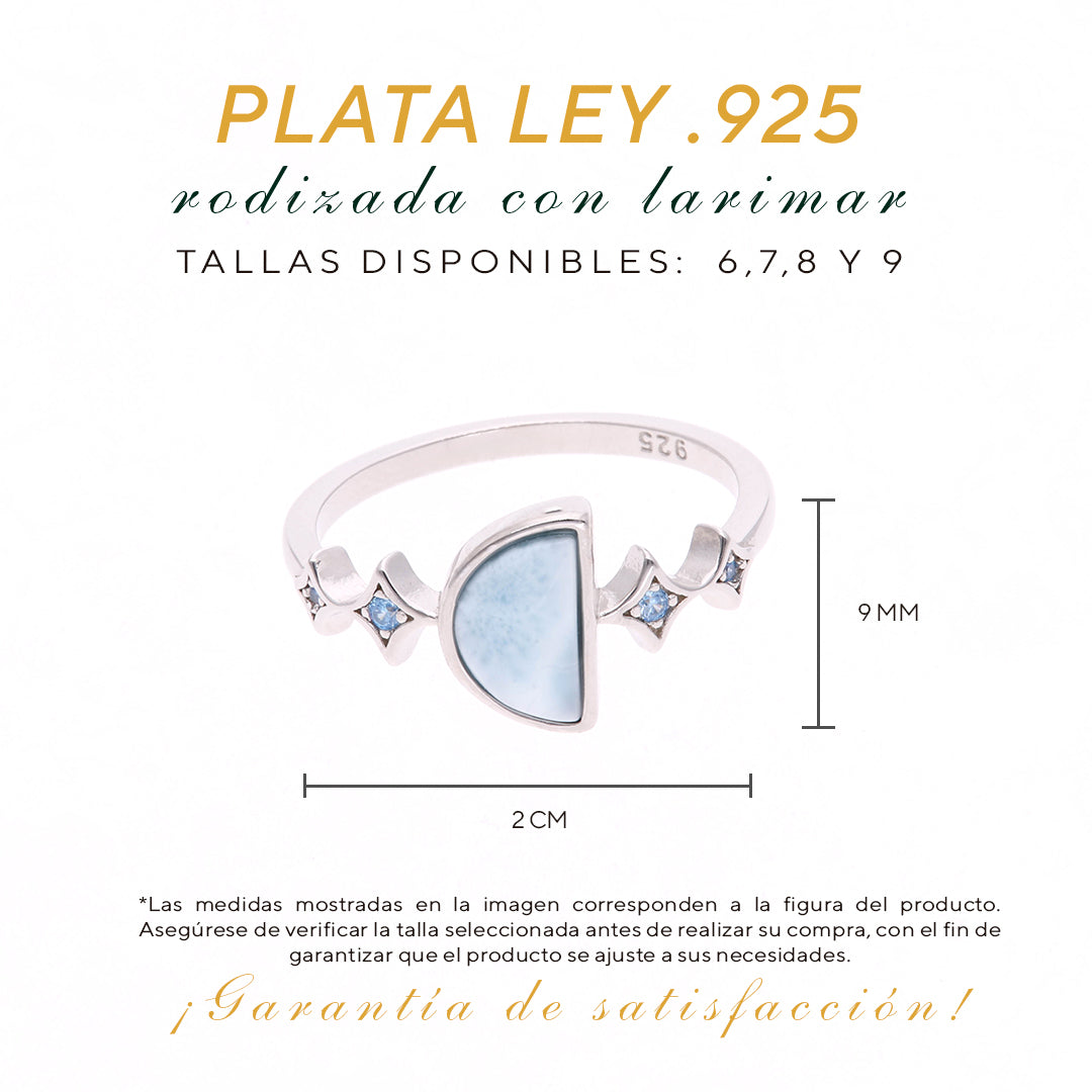 Anillo Triangular Larimar en Plata.925