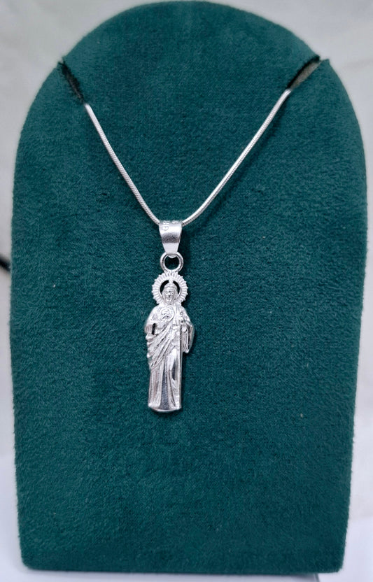 Dije de Plata .925 en Forma  de San Judas Tadeo Mod.  DR155- Joyería Religiosa