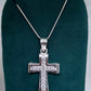 Dije de Plata  Ley .925  en forma Cruz con Topacio blanco  mod. DRP066- Joyería Religiosa