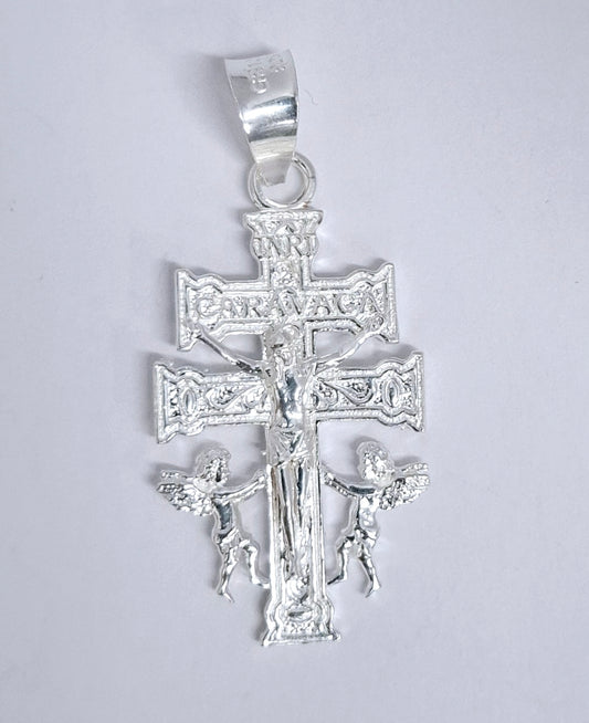Dije de  Plata  Ley .925 , Cruz de Caravaca Mod. DR085