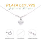 Collar de Plata .925 - Cadena Popcorn con Discos Degradé, Zircones y Dije Corazón Diamantado