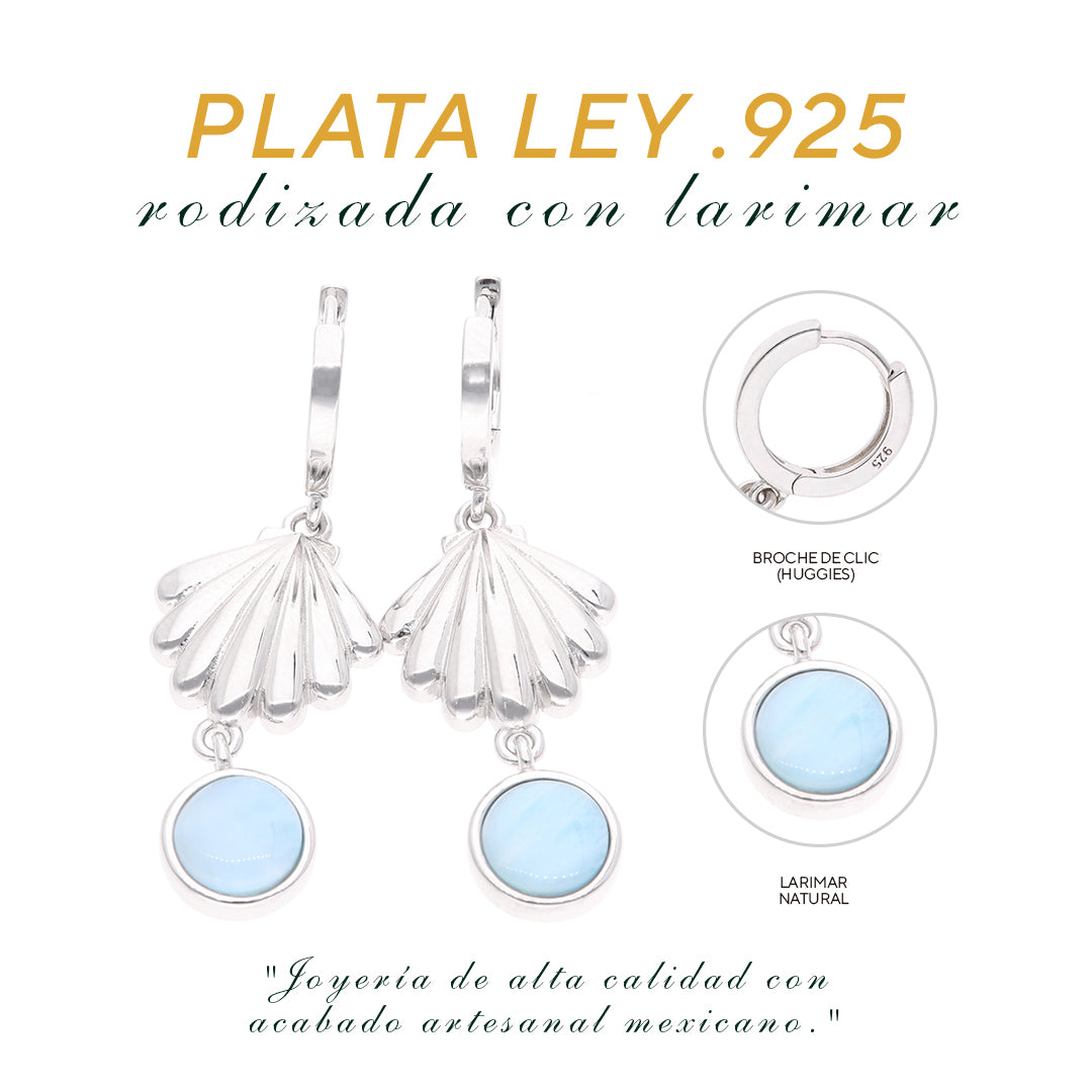 Dije Concha Colgante Larimar Plata.925