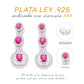 Aretes Plata Ley 925 con Rodio y Zirconia AAA Color Rojo Rubí y Blanco Ovalado