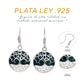 Detalle del gancho francés y trabajo artesanal calado con corazones — Aretes Árbol de la Vida ópalo negro-verde