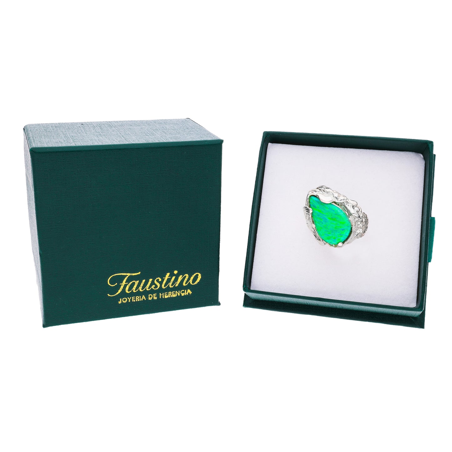 Anillo Escultórico Ola con Ópalo Verde Neón — Plata Esterlina .925