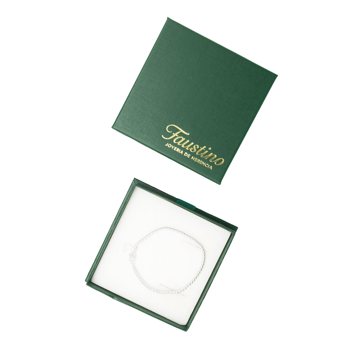 Pulso de Plata Ley .925 - Cuenta Plata con Dije de Corazón (2mm - 14.5cm)