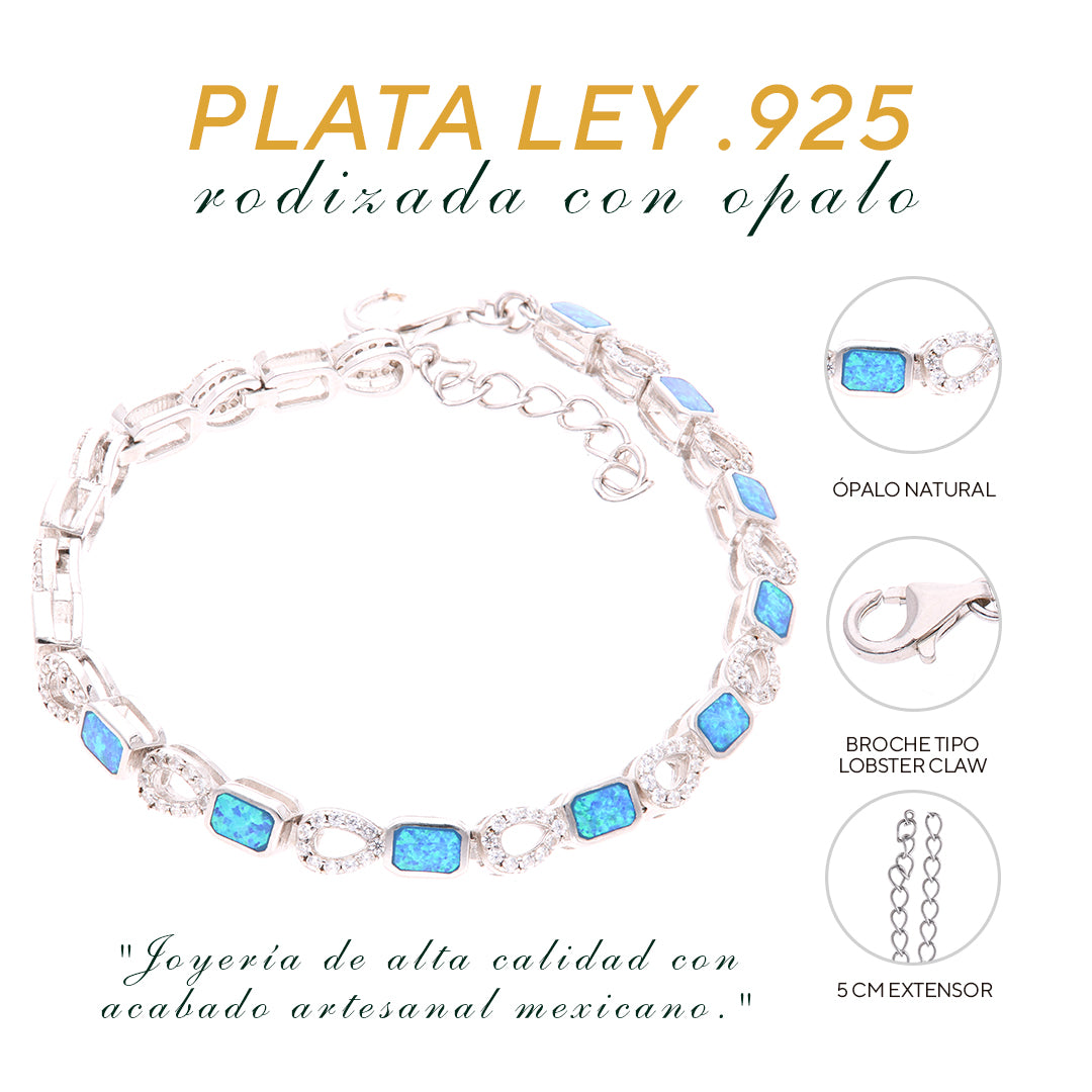 Pulsera de Eslabones Ópalo en Plata.925