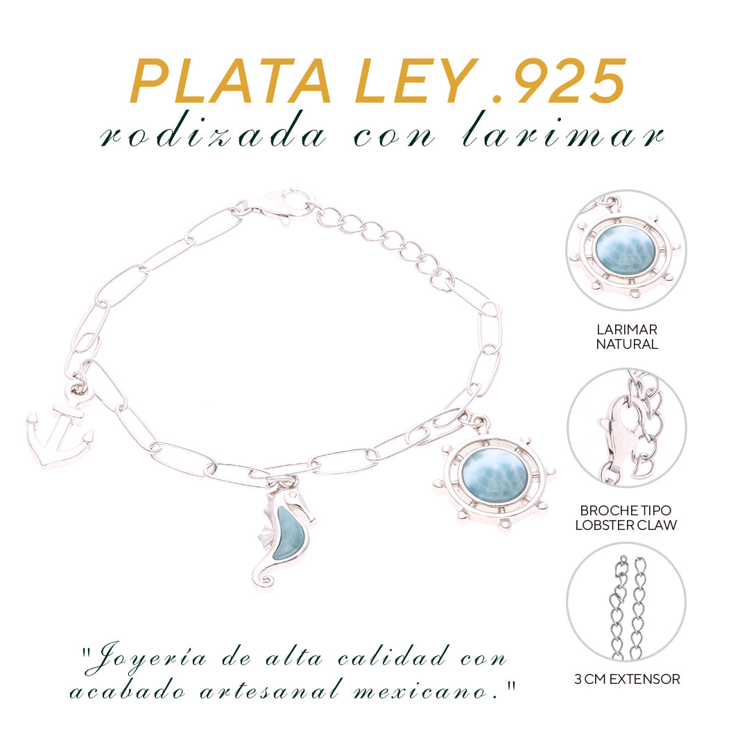 Pulsera Marina de Larimar en Plata.925