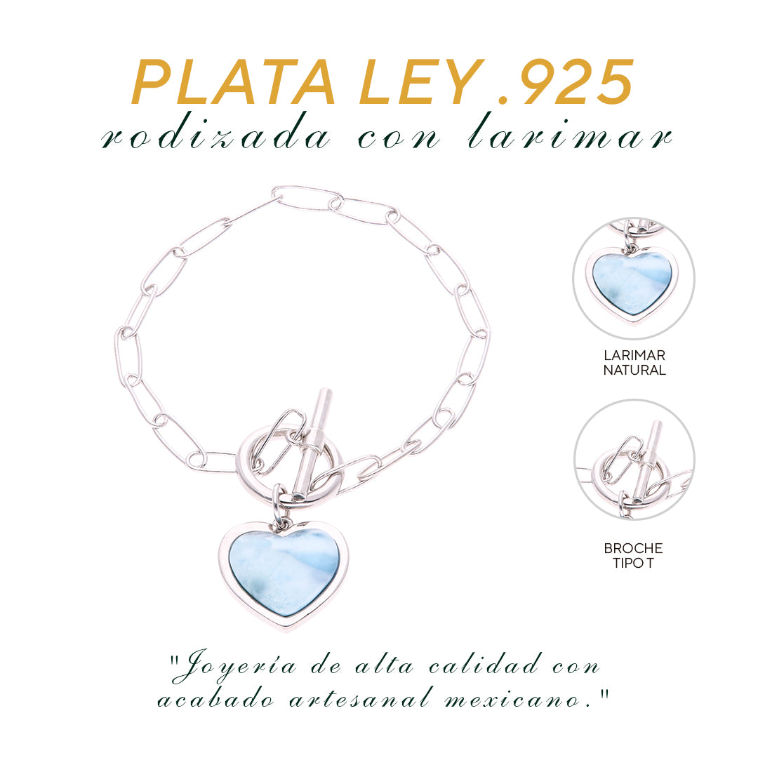 Pulsera Moderna de Larimar en Plata.925