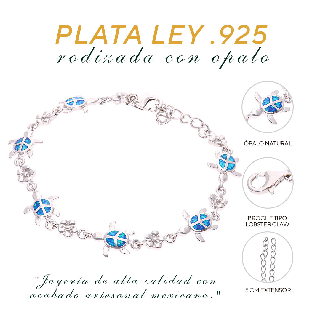 Pulsera Tortugas de Ópalo en Plata.925