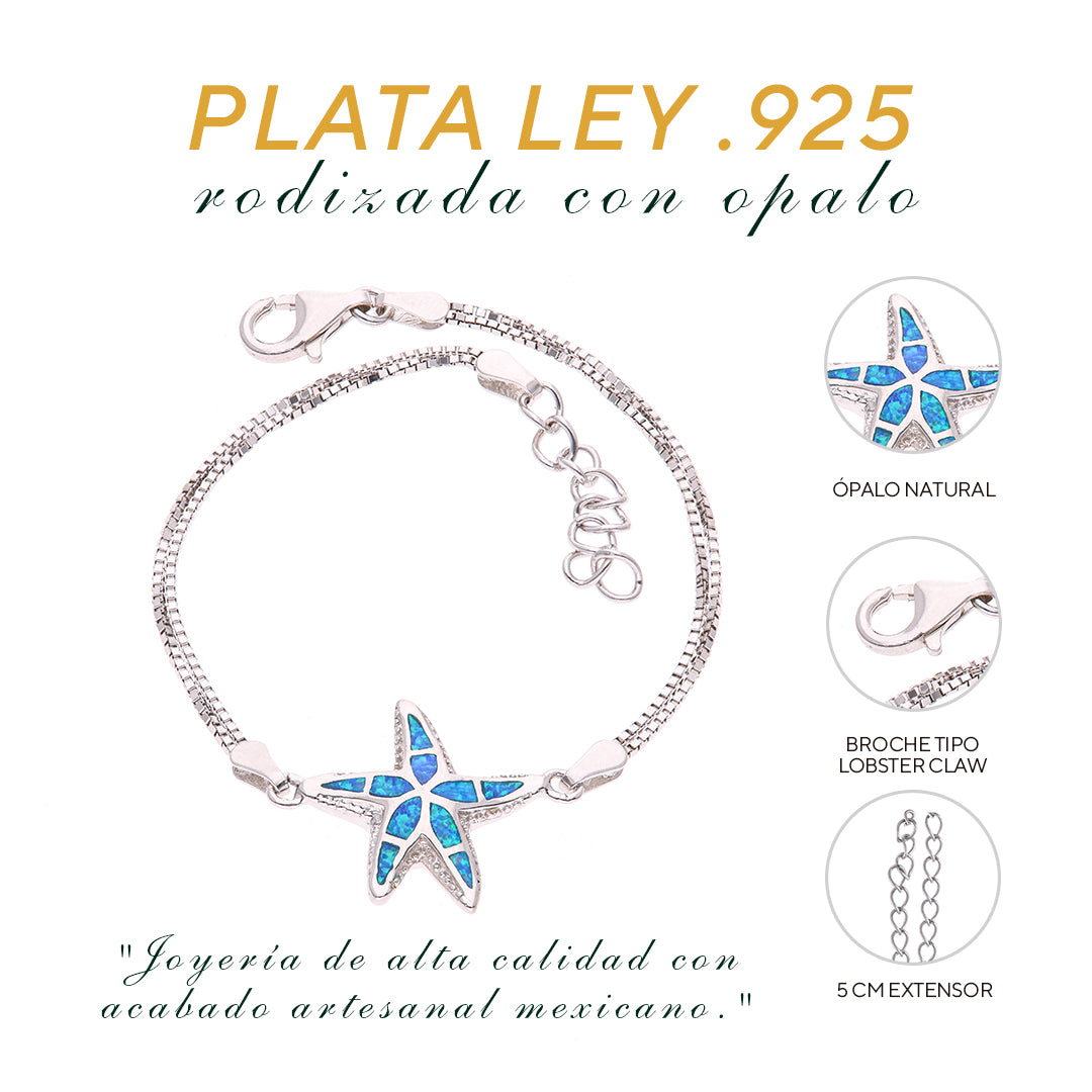 Pulsera Estrella de Mar de Ópalo Plata.925