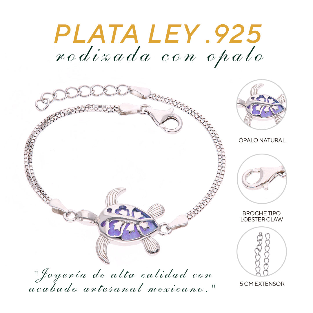 Pulsera Tortuga Marina Ópalo en Plata.925