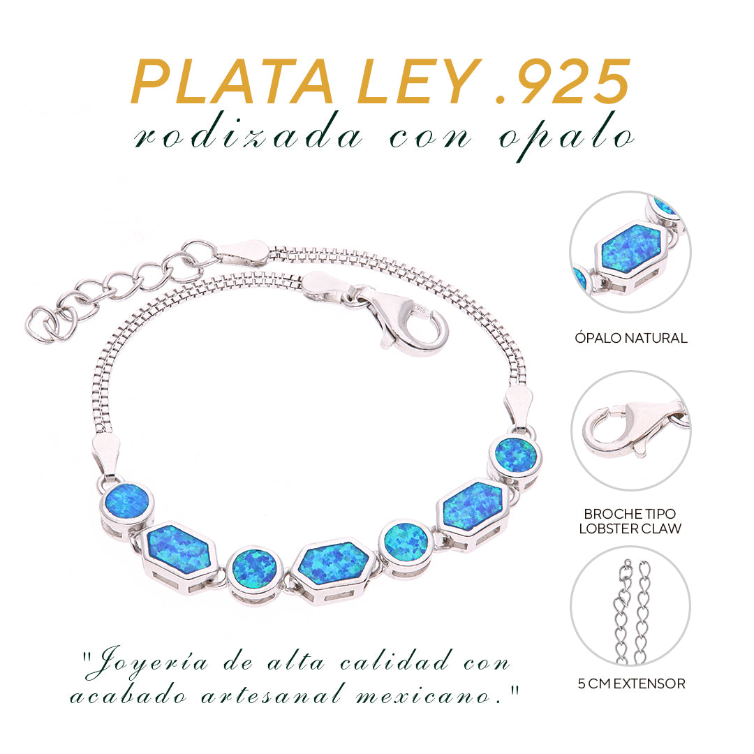 Pulsera Círculos Ópalo en Plata.925