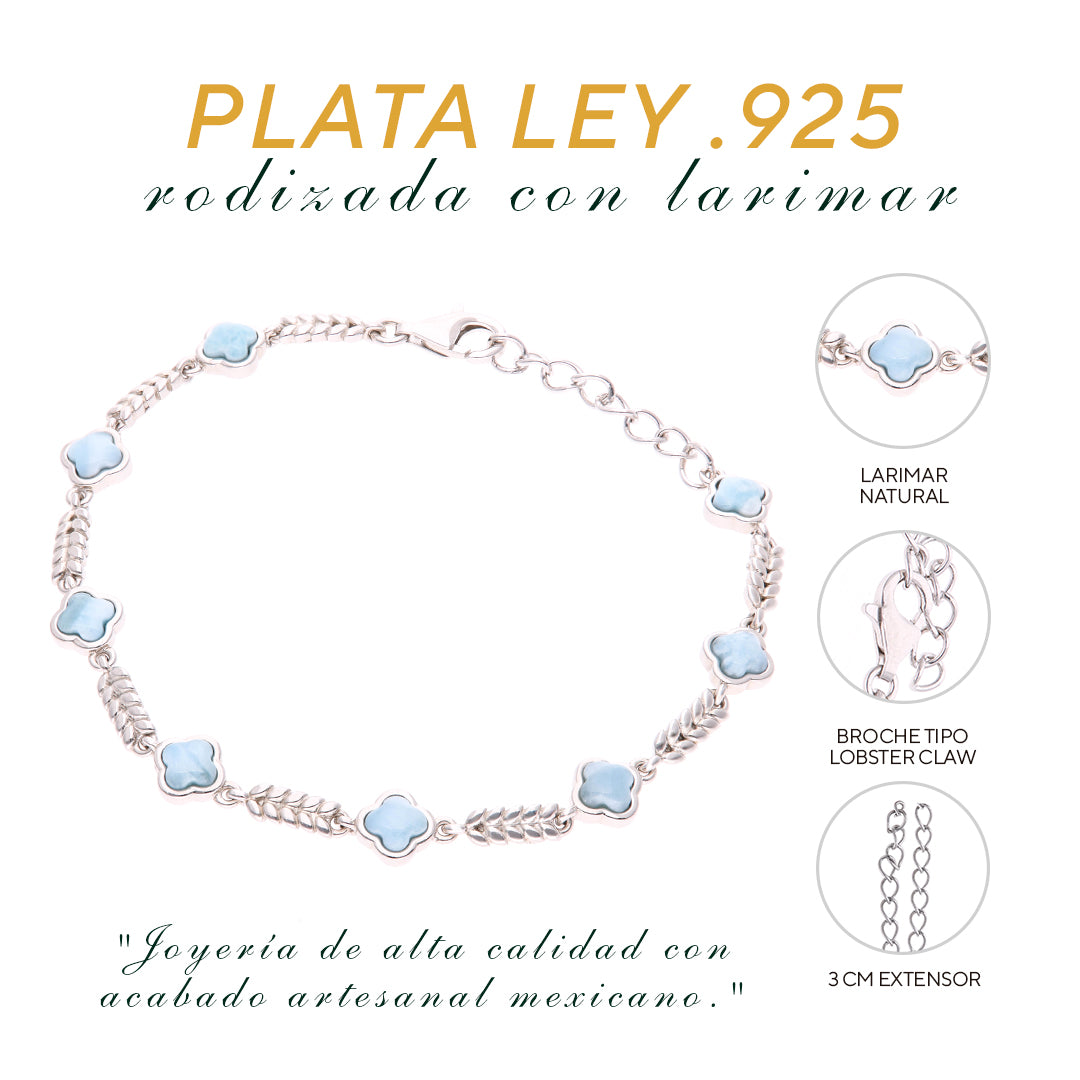 Pulsera Geométrica de Larimar en Plata.925