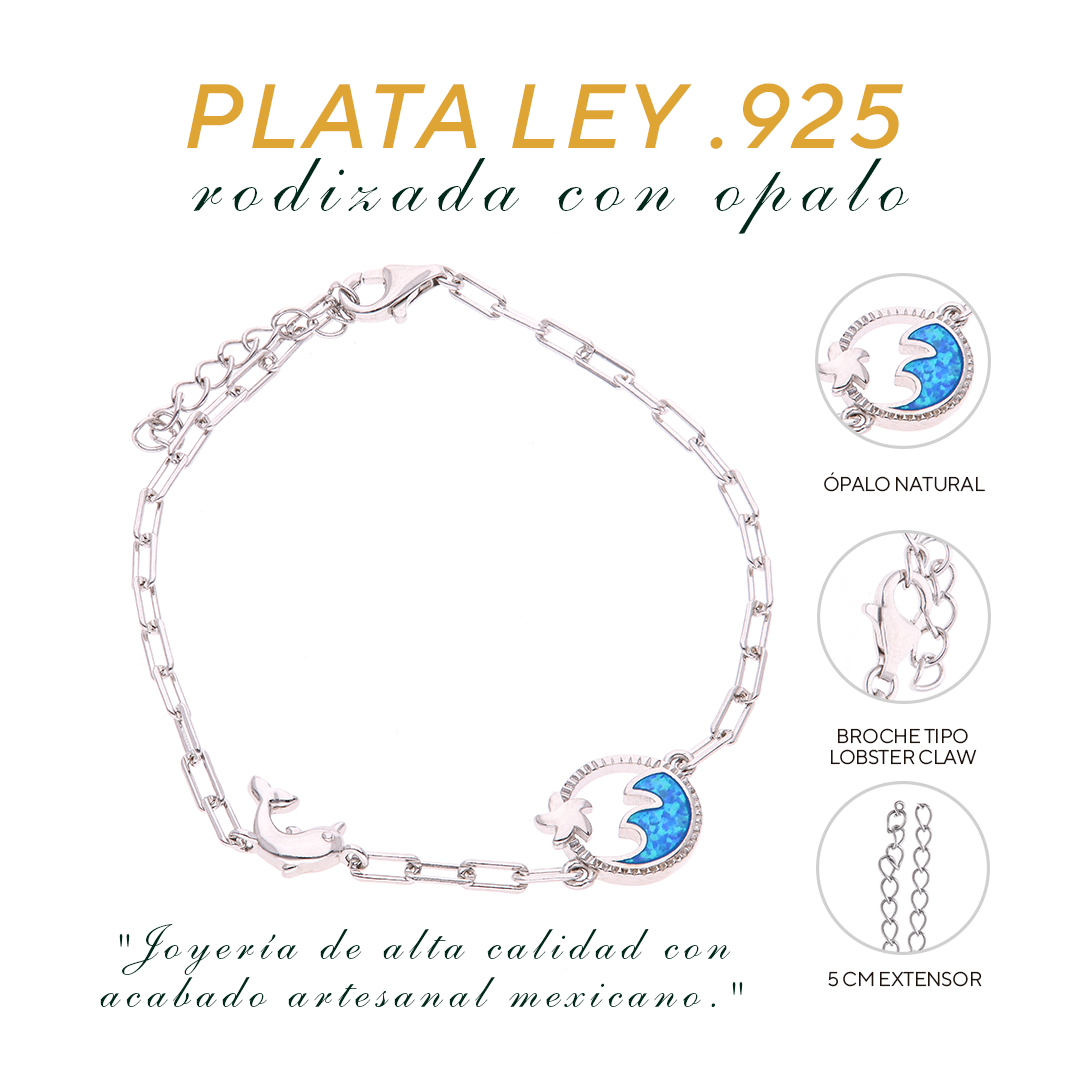 Pulsera Corazón Marino de Ópalo Plata .925