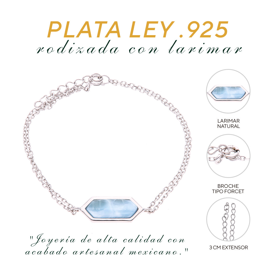 Pulsera Minimalista de Larimar Plata.925