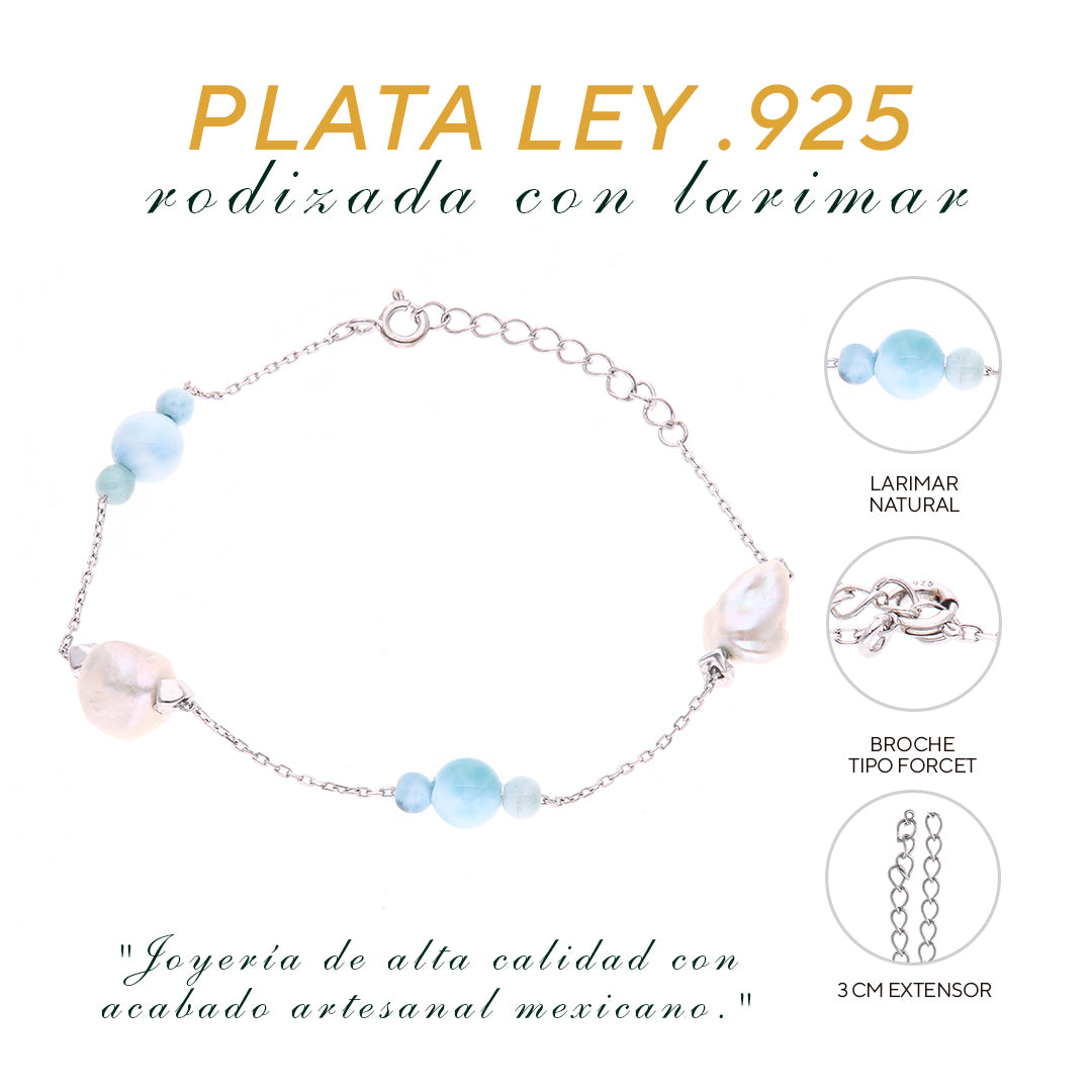 Pulsera Delicada de Larimar en Plata.925