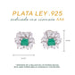 BROQUEL EN PLATA LEY .925, CON RODIO , ZIRCONIA AAA VERDE ESMERALDA Y BLANCO